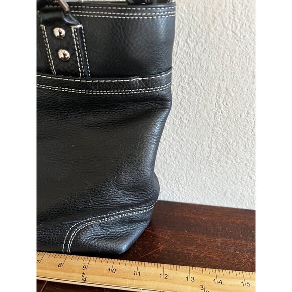 Vintage Coach Hampton Black Pebble Leather Tote Turnlock Zip Medium Bag F13959 - Picture 6 of 13
